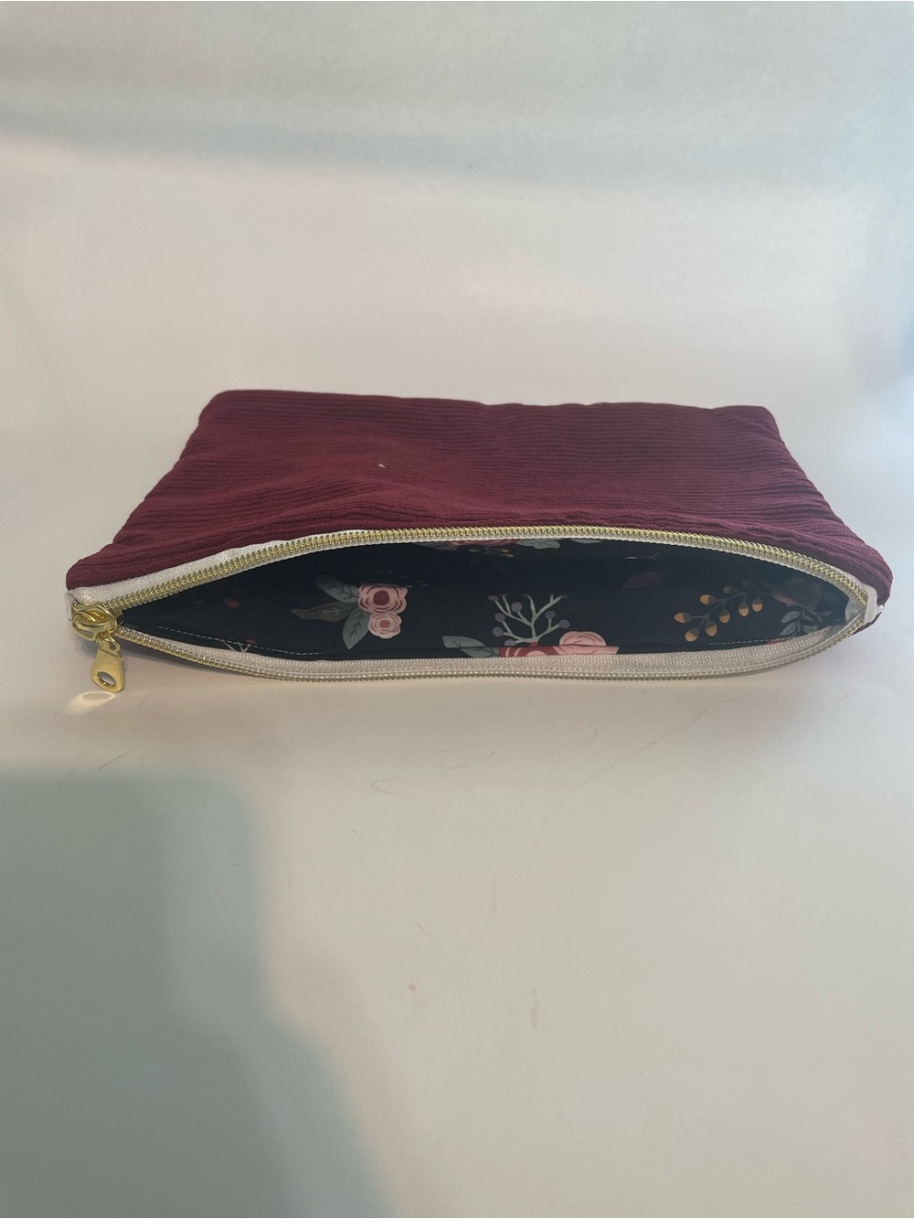 Maroon Zipper Pouch Cosmetic Bag by